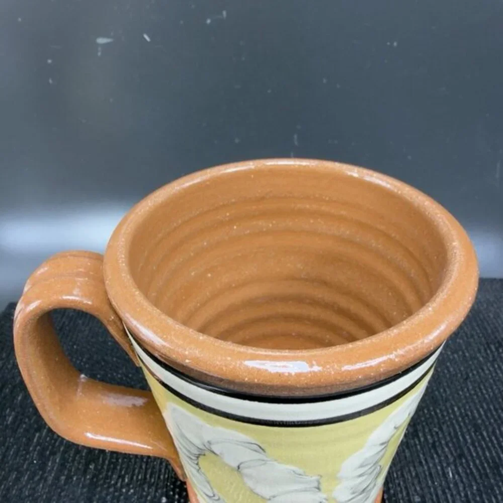 Greenfield‎ Village Pottery R Forrey Redware Pottery Coffee Mug Cup Folk Art VTG